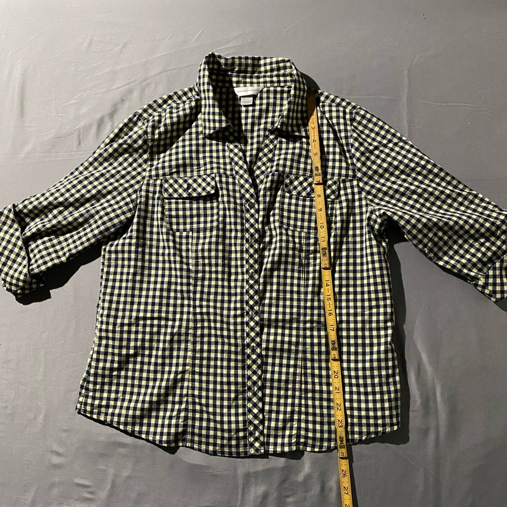 Christopher & Banks Yellow and Blue Checkered Shirt